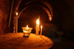 Candles inside a Greek Orthodox Church