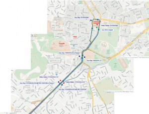 The route map of the Express Bus X80 - Athens part