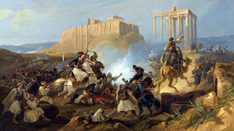 Battle scene from the Greek War of Independence by Georg Perlberg