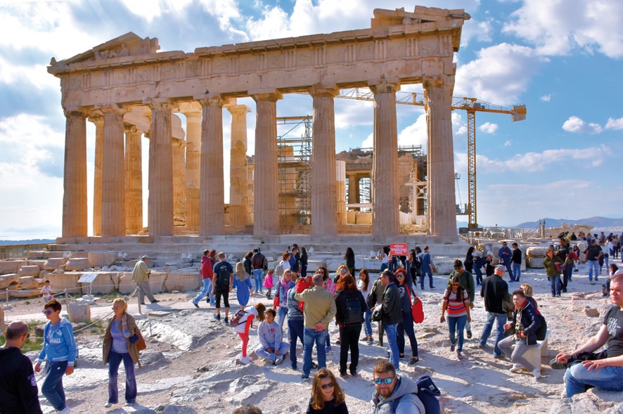 The Parthenon on top of the Acropolis